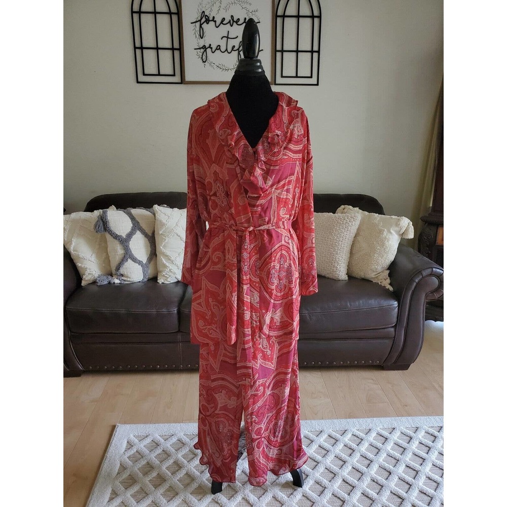 Victoria's Secret Vintage 3 Piece Pajama Set Women's Size S Paisley Boho Print
